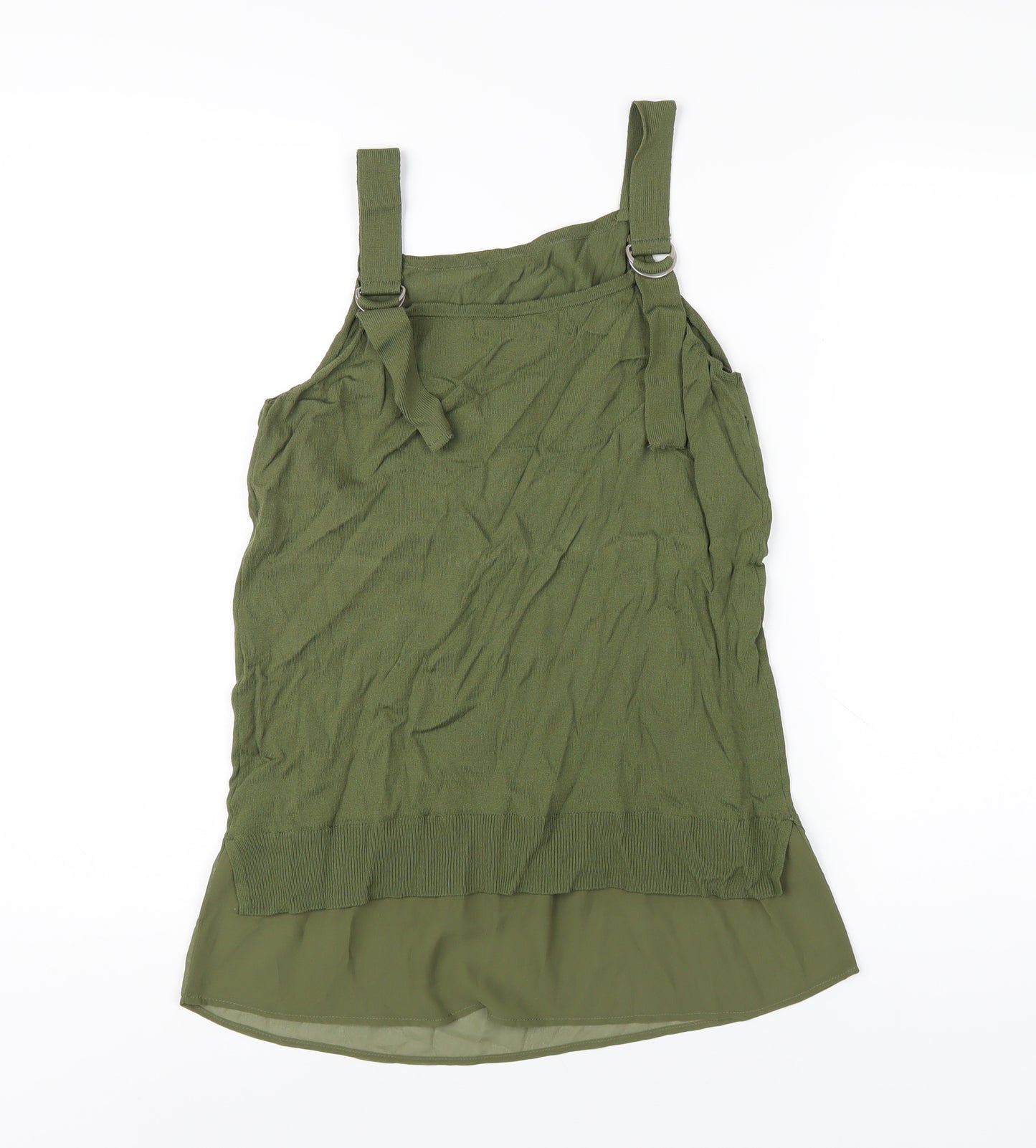 NEXT Womens Green Viscose Basic T-Shirt Size S Square Neck