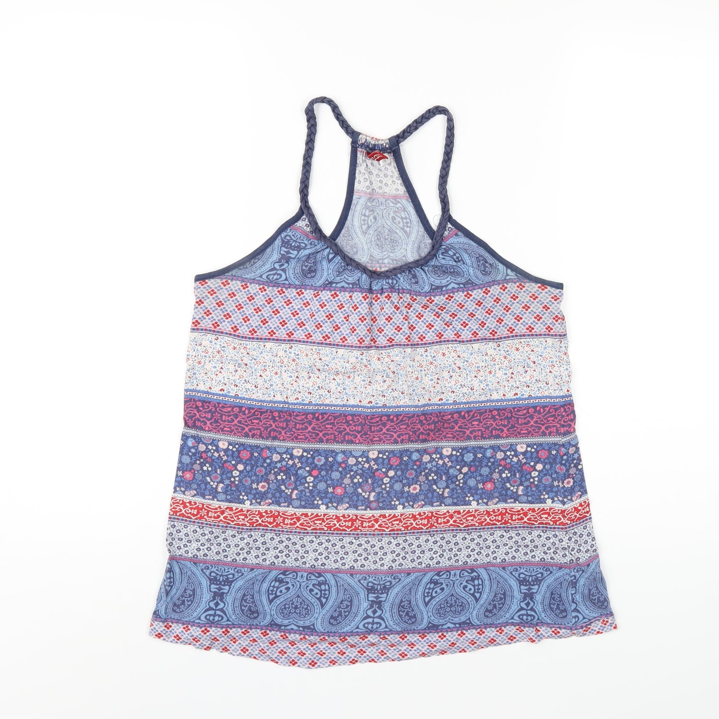 H&M Womens Multicoloured Geometric Viscose Basic Tank Size 10 Scoop Neck