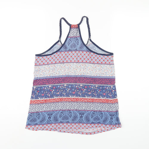 H&M Womens Multicoloured Geometric Viscose Basic Tank Size 10 Scoop Neck