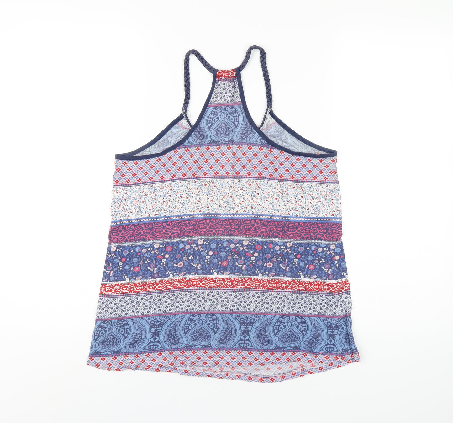 H&M Womens Multicoloured Geometric Viscose Basic Tank Size 10 Scoop Neck