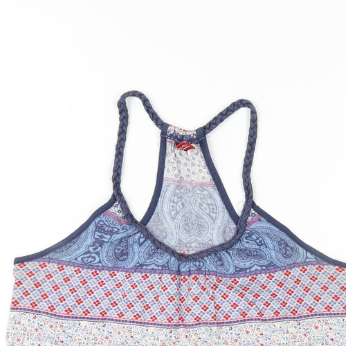 H&M Womens Multicoloured Geometric Viscose Basic Tank Size 10 Scoop Neck