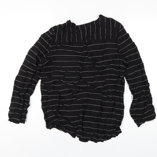 Gap Womens Black Striped Viscose Basic T-Shirt Size XL V-Neck