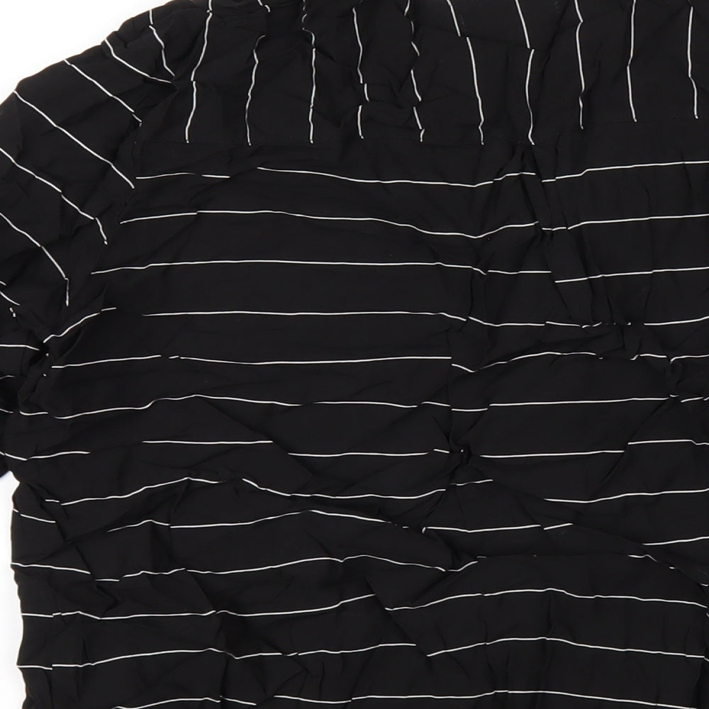 Gap Womens Black Striped Viscose Basic T-Shirt Size XL V-Neck