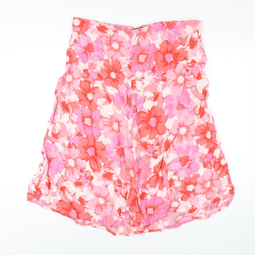 M&Co Womens Pink Floral Linen A-Line Skirt Size 18
