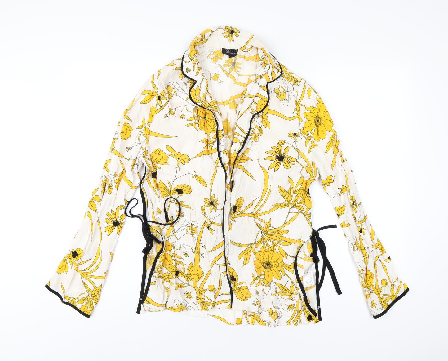 Topshop Womens Multicoloured Floral Polyester Basic Button-Up Size 10 V-Neck