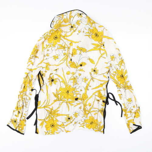 Topshop Womens Multicoloured Floral Polyester Basic Button-Up Size 10 V-Neck
