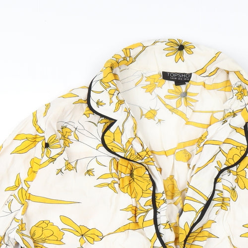 Topshop Womens Multicoloured Floral Polyester Basic Button-Up Size 10 V-Neck