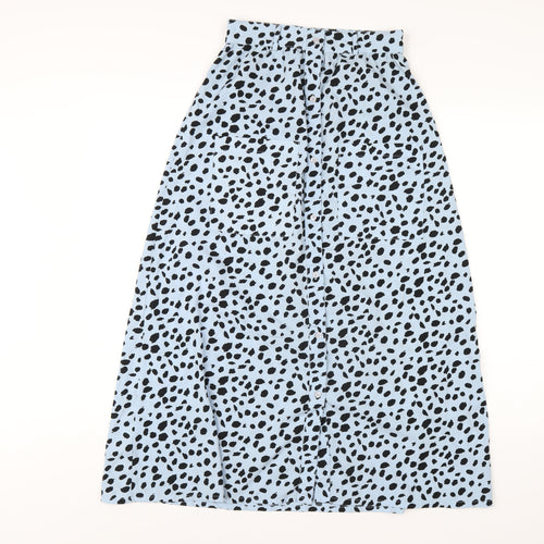 Wednesday's Girl Womens Blue Geometric Polyester A-Line Skirt Size XS Button