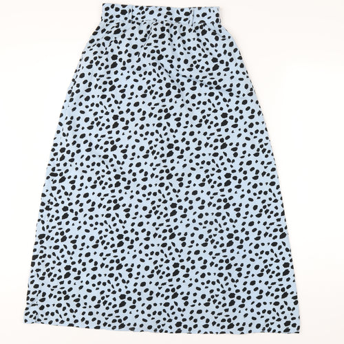 Wednesday's Girl Womens Blue Geometric Polyester A-Line Skirt Size XS Button