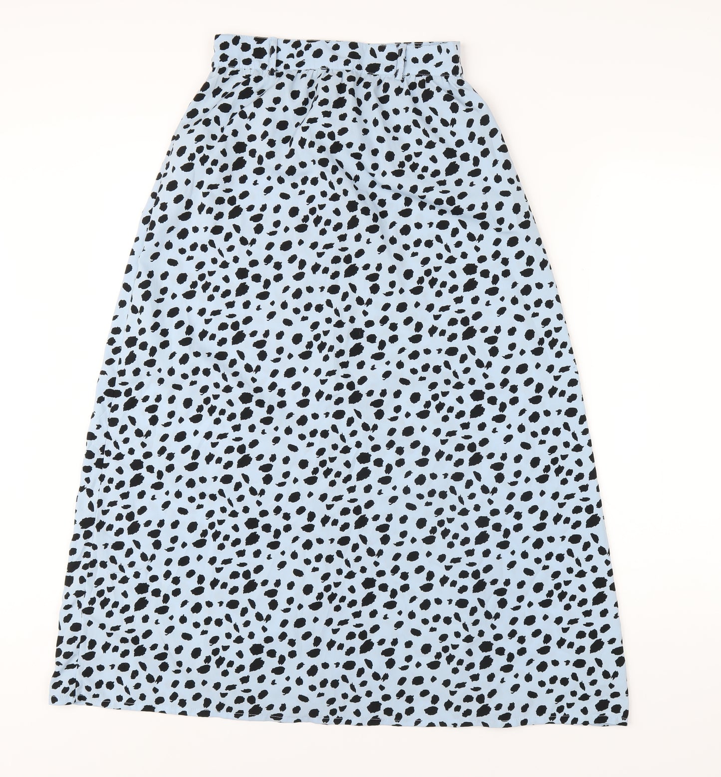 Wednesday's Girl Womens Blue Geometric Polyester A-Line Skirt Size XS Button