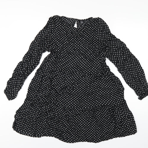 VERO MODA Womens Black Viscose A-Line Size XS Round Neck Button