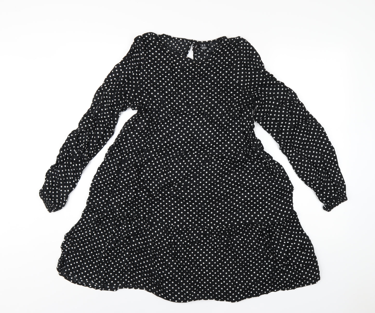 VERO MODA Womens Black Viscose A-Line Size XS Round Neck Button
