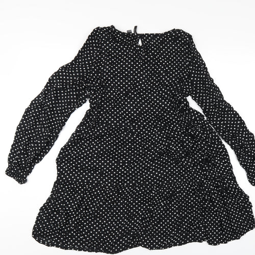 VERO MODA Womens Black Viscose A-Line Size XS Round Neck Button