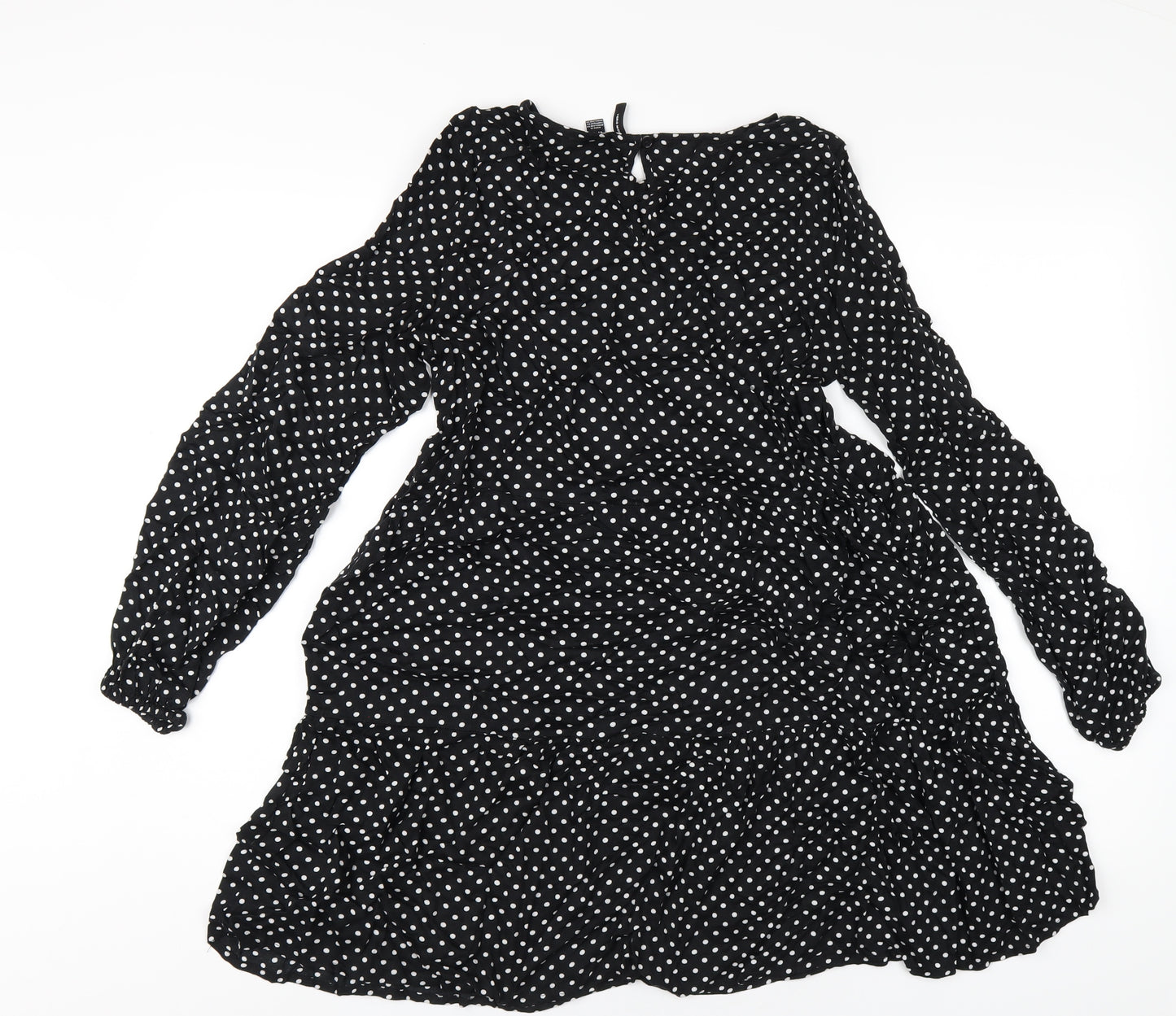 VERO MODA Womens Black Viscose A-Line Size XS Round Neck Button