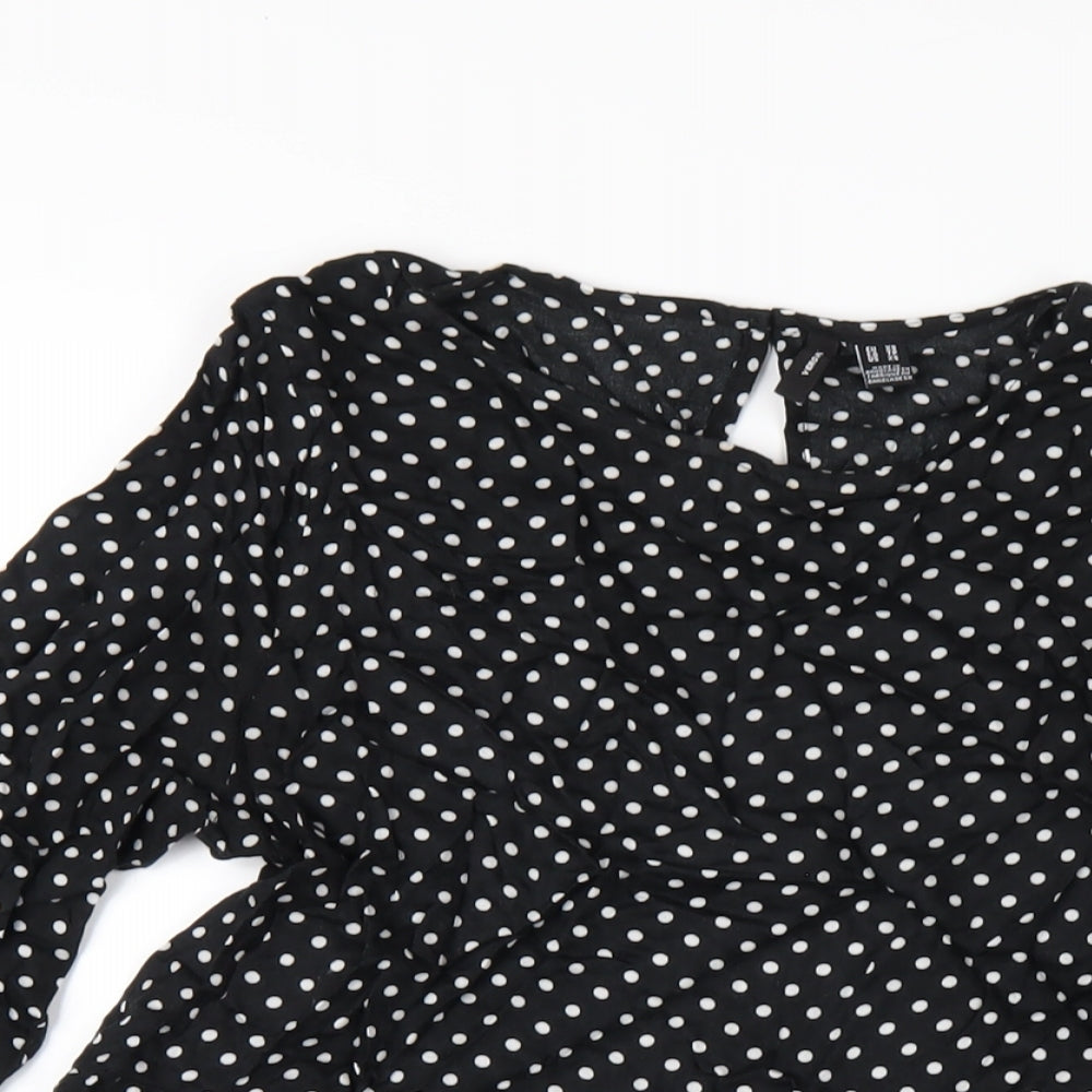 VERO MODA Womens Black Viscose A-Line Size XS Round Neck Button