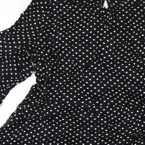 VERO MODA Womens Black Viscose A-Line Size XS Round Neck Button