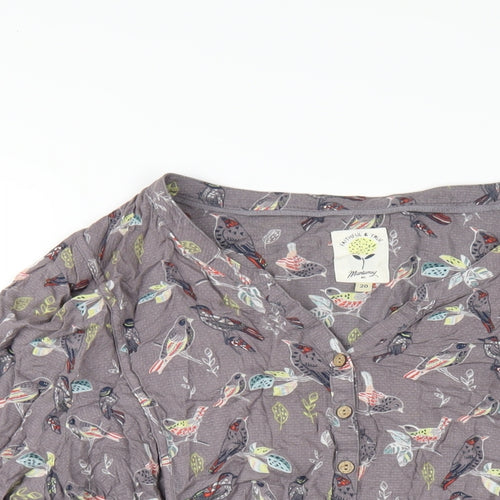 MANTARAY PRODUCTS Womens Grey Geometric Viscose Basic T-Shirt Size 20 V-Neck