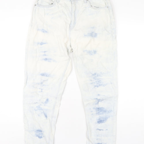 Pull&Bear Womens Blue Cotton Straight Jeans Size 12 L28 in Regular Zip