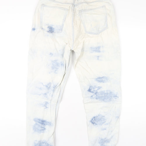 Pull&Bear Womens Blue Cotton Straight Jeans Size 12 L28 in Regular Zip