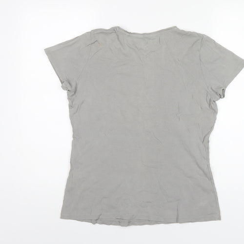 Marks and Spencer Womens Grey Cotton Basic T-Shirt Size 16 Round Neck