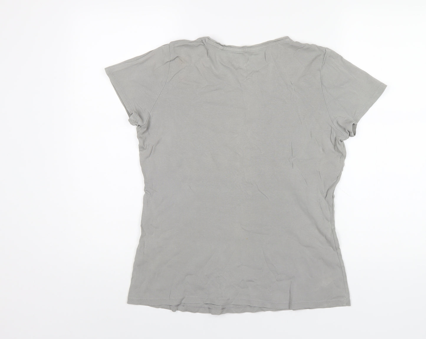 Marks and Spencer Womens Grey Cotton Basic T-Shirt Size 16 Round Neck