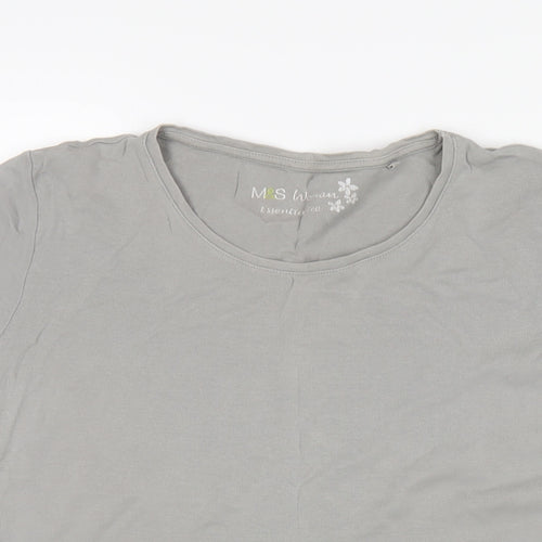Marks and Spencer Womens Grey Cotton Basic T-Shirt Size 16 Round Neck