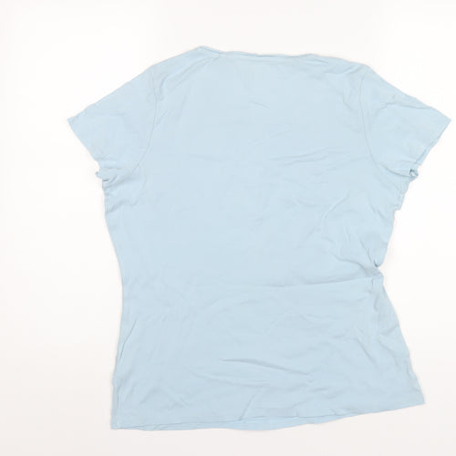 Marks and Spencer Womens Blue Cotton Basic T-Shirt Size 16 Round Neck
