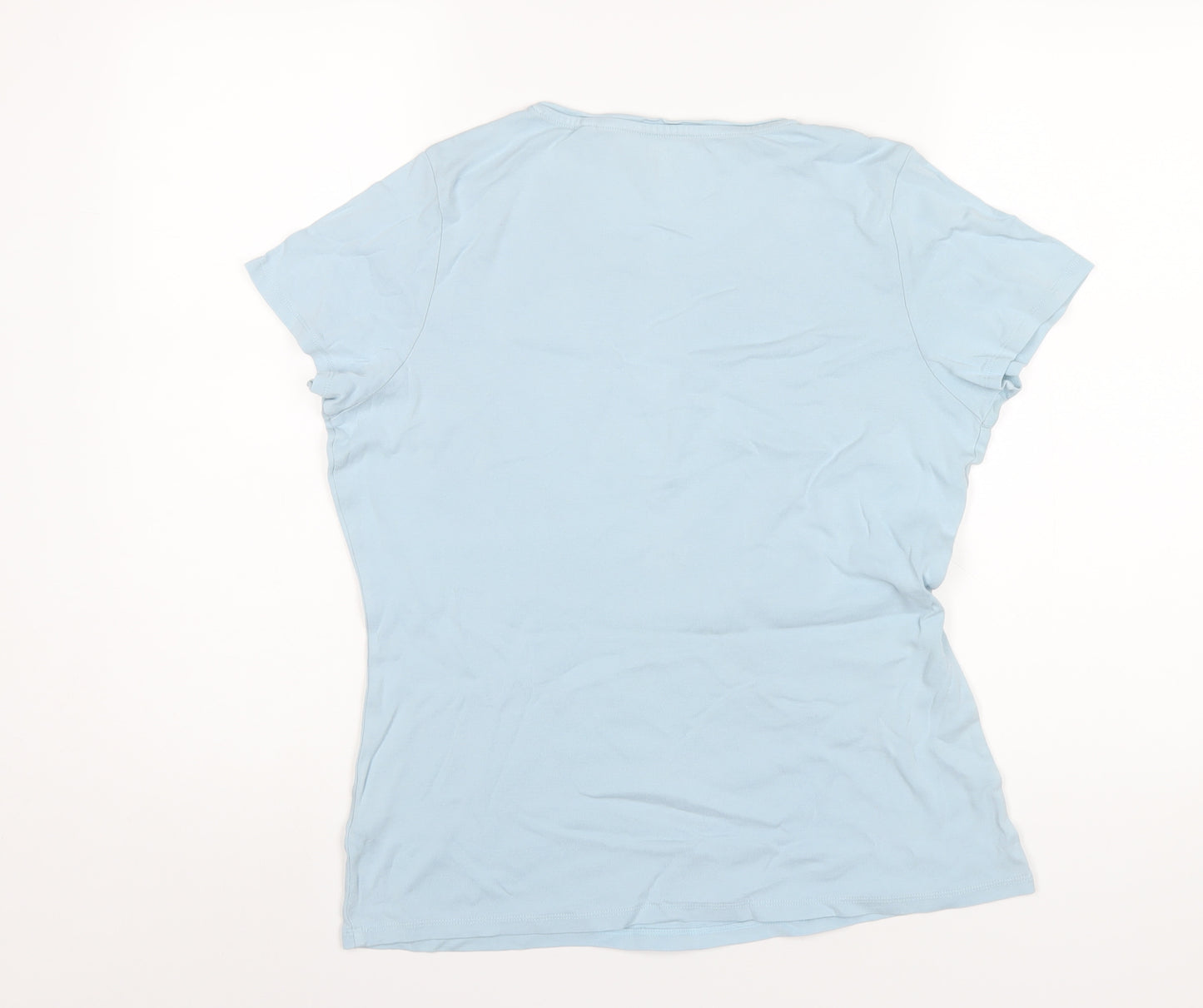 Marks and Spencer Womens Blue Cotton Basic T-Shirt Size 16 Round Neck
