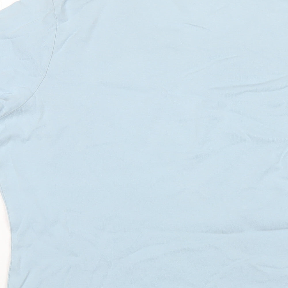 Marks and Spencer Womens Blue Cotton Basic T-Shirt Size 16 Round Neck