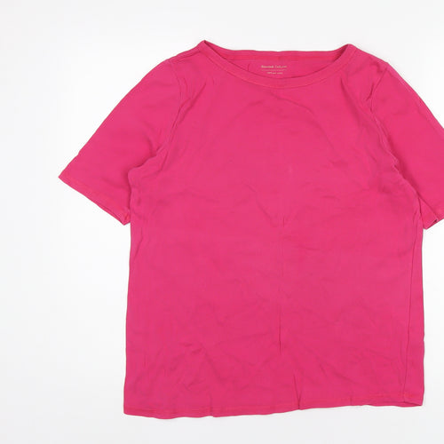 marksand Womens Pink Cotton Basic T-Shirt Size 16 Round Neck