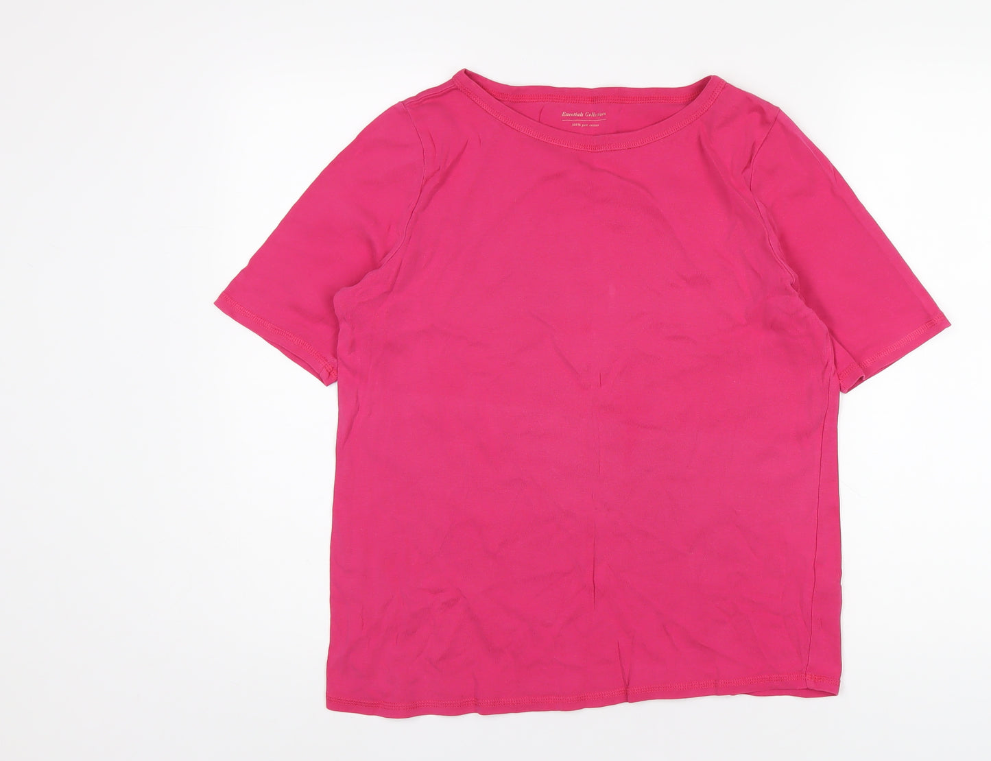 marksand Womens Pink Cotton Basic T-Shirt Size 16 Round Neck