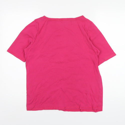 marksand Womens Pink Cotton Basic T-Shirt Size 16 Round Neck