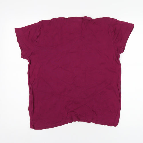 Gap Womens Purple Cotton Basic T-Shirt Size L Round Neck