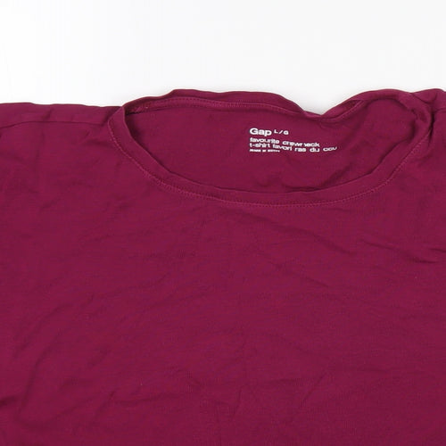 Gap Womens Purple Cotton Basic T-Shirt Size L Round Neck