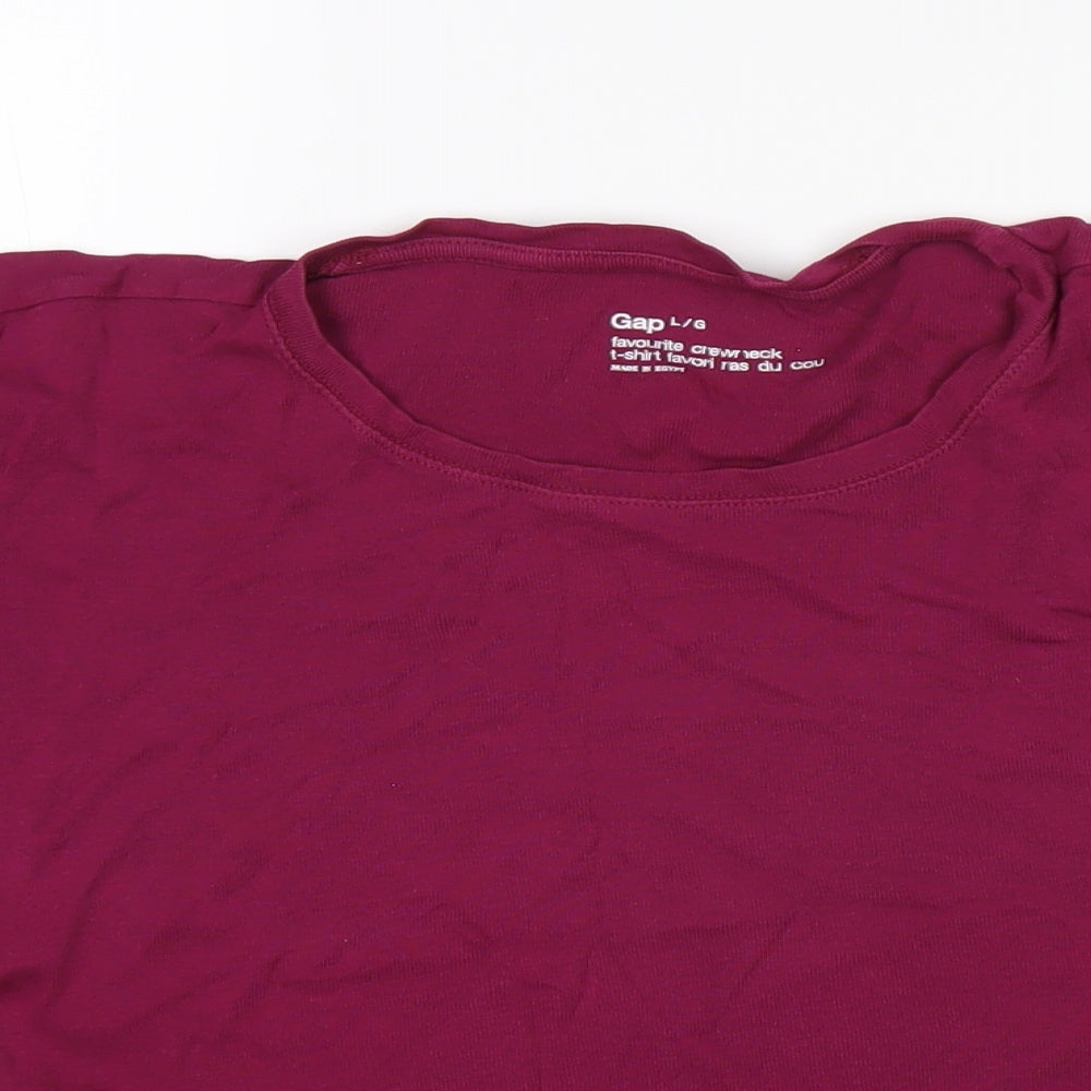 Gap Womens Purple Cotton Basic T-Shirt Size L Round Neck