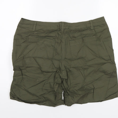 Very Womens Green Cotton Basic Shorts Size 16 L7 in Regular Zip