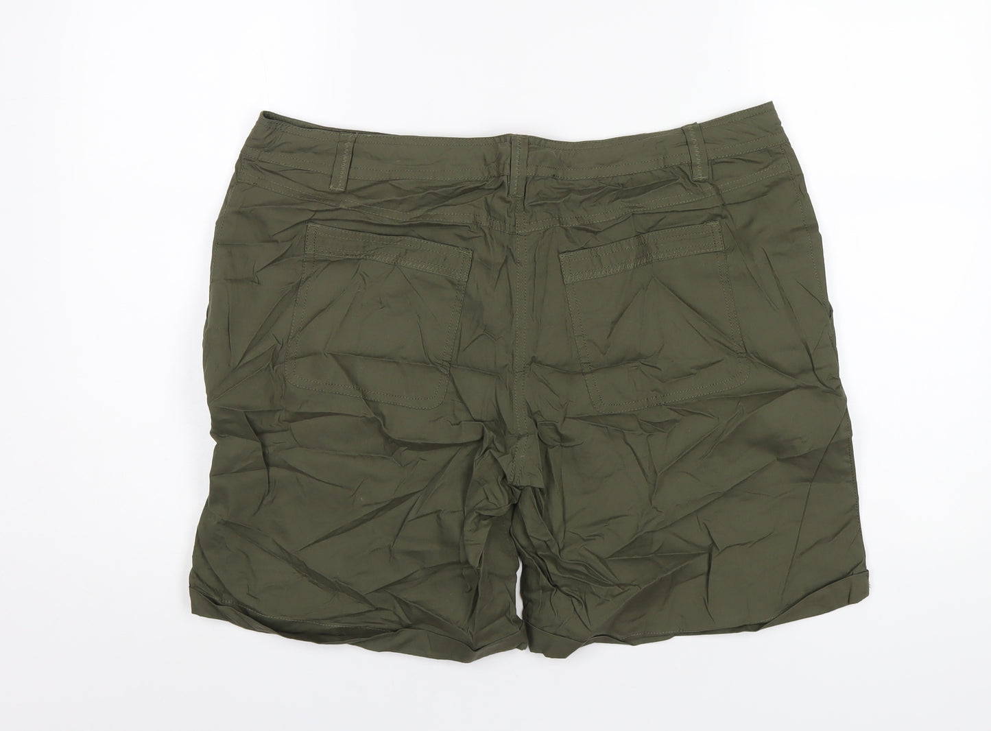 Very Womens Green Cotton Basic Shorts Size 16 L7 in Regular Zip
