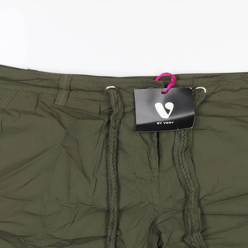 Very Womens Green Cotton Basic Shorts Size 16 L7 in Regular Zip
