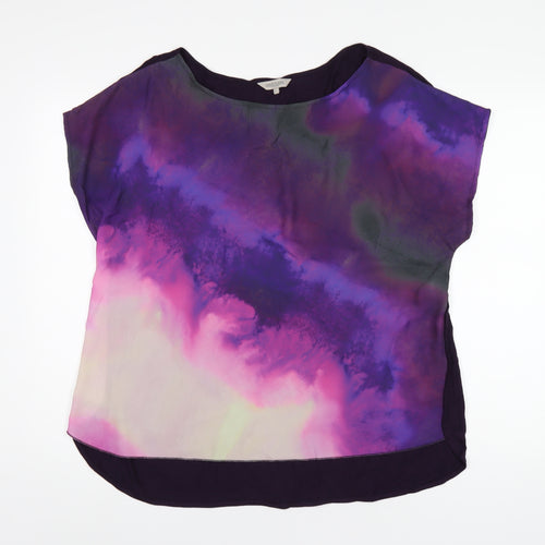 Great Plains Womens Purple Viscose Basic T-Shirt Size L Round Neck