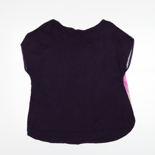 Great Plains Womens Purple Viscose Basic T-Shirt Size L Round Neck