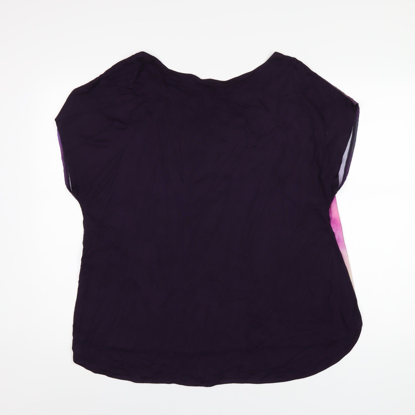 Great Plains Womens Purple Viscose Basic T-Shirt Size L Round Neck