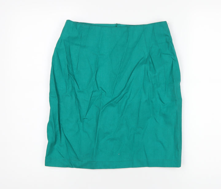 Chelsea Girl Womens Green Cotton A-Line Skirt Size 14 Zip