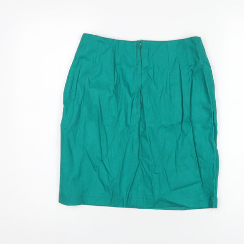 Chelsea Girl Womens Green Cotton A-Line Skirt Size 14 Zip