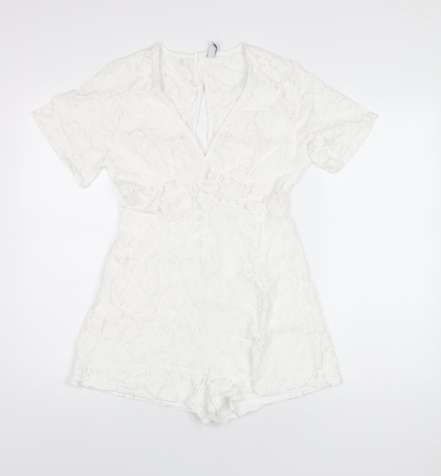 Amisu Womens White Polyester Playsuit One-Piece Size 8 Zip