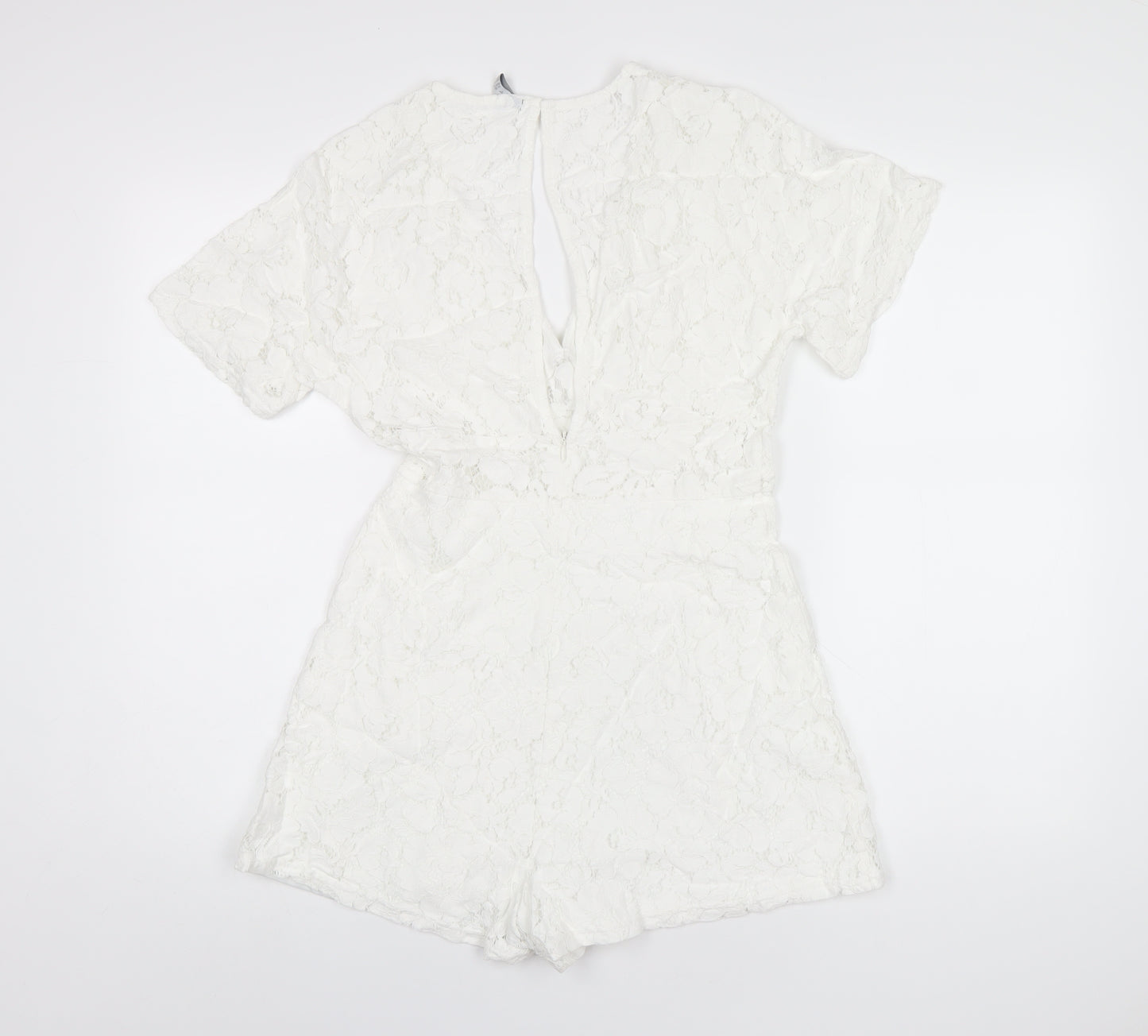 Amisu Womens White Polyester Playsuit One-Piece Size 8 Zip