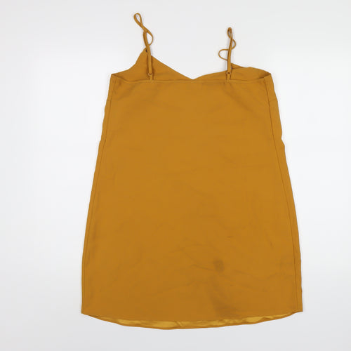 Missguided Womens Yellow Polyester Slip Dress Size 10 V-Neck Pullover