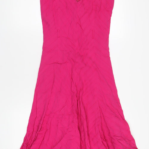 New Look Womens Pink Cotton A-Line Size 10 V-Neck Zip