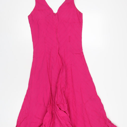 New Look Womens Pink Cotton A-Line Size 10 V-Neck Zip
