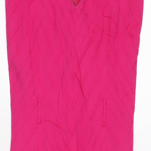 New Look Womens Pink Cotton A-Line Size 10 V-Neck Zip