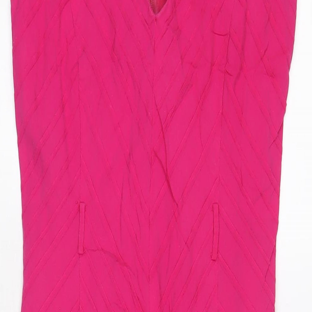 New Look Womens Pink Cotton A-Line Size 10 V-Neck Zip